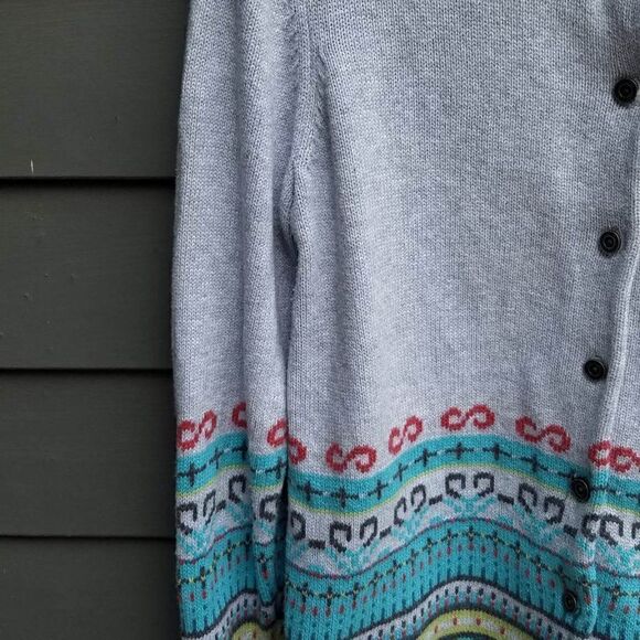 Christopher and Banks Gray Multi Color Ski Like Cardigan size XL - Picture 11 of 13